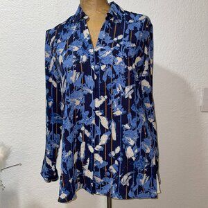 NWT $148 NIC + ZOE Blue Multi Print Blouse S M